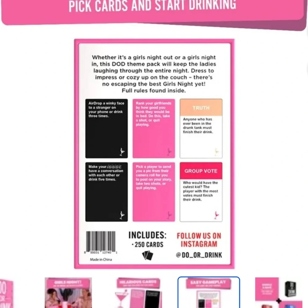 Pink 'Do or Drink' Girls Night Game - Picture 3 of 5